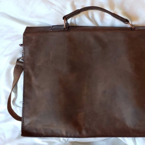 Brown Leather Laptop Briefcase. - Picture 7 of 10